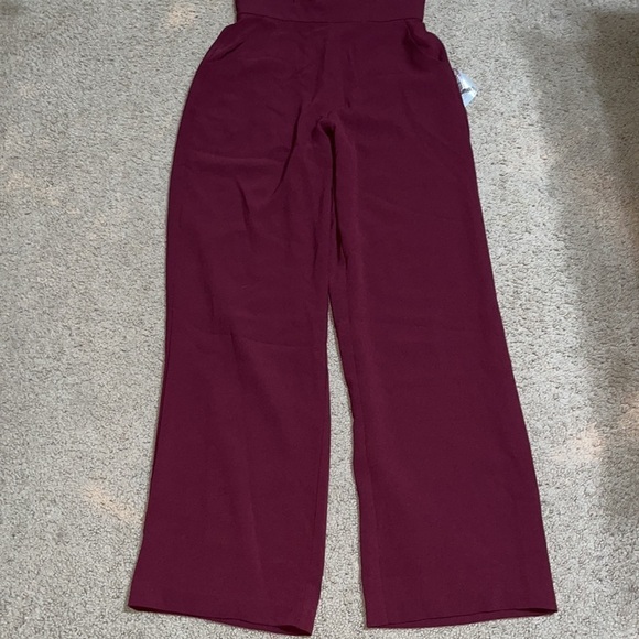 Dress The Population Julian Crepe Off The Shoulder Wide Leg Jumpsuit Burgundy S - Picture 6 of 11